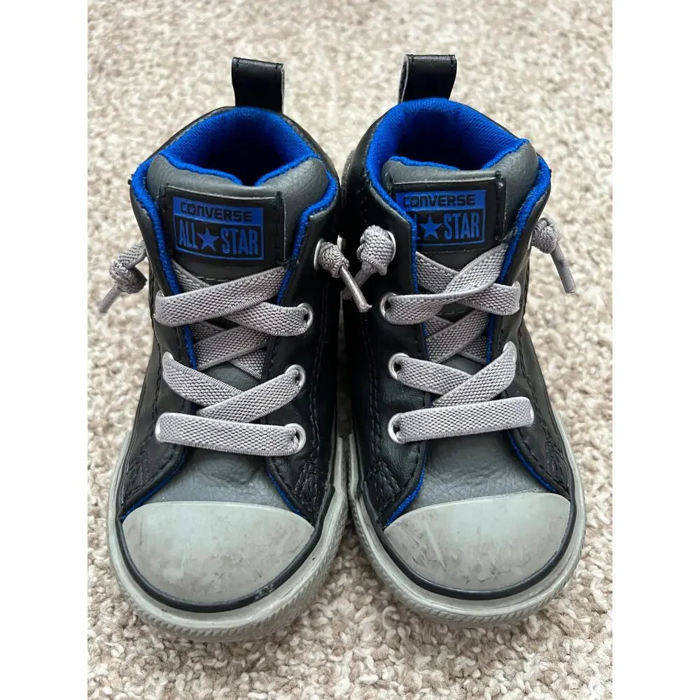 Converse Infant High Top Sneakers Black Blue Gray Size 6 Toddler‎ Shoes